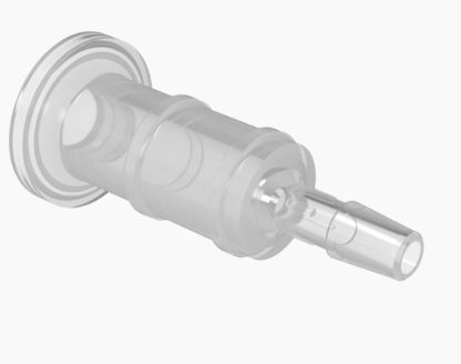 Cleanroom Mini Sanitary Flange x 1/4 Barb in Polypropylene - 5 PACK