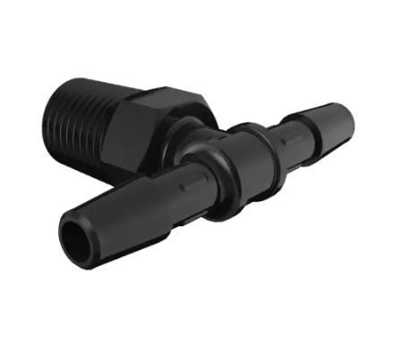 Glass Filled Black Nylon Tee 1/4 NPT-1/4 Barb