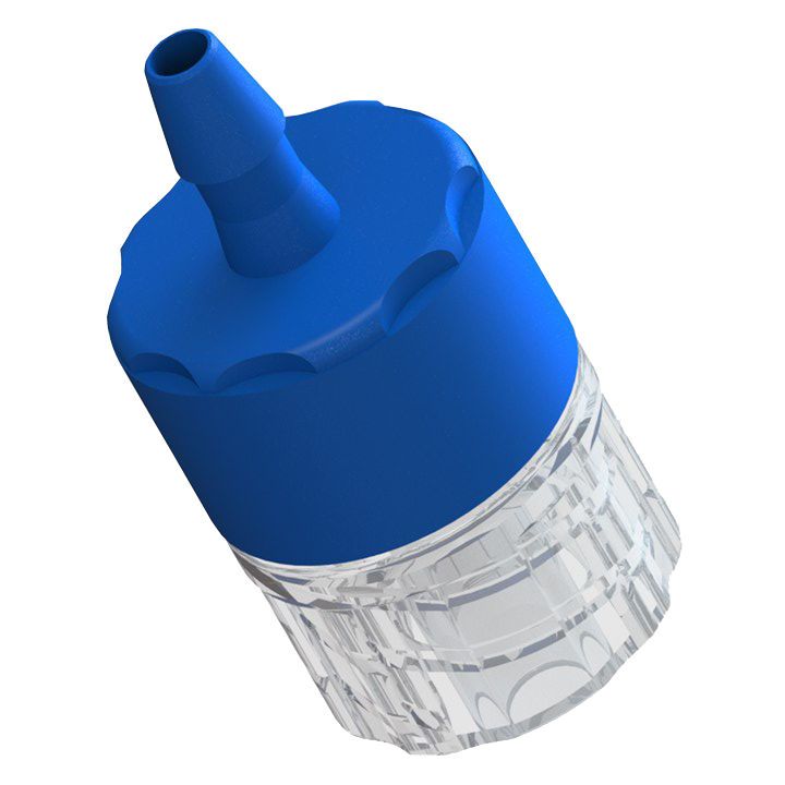 Single Use Disk Check Valve 3/32 Barb to Luer Lock Male - ABS Body with Polystyrene & Silicone Disc 0.2 - micron filter