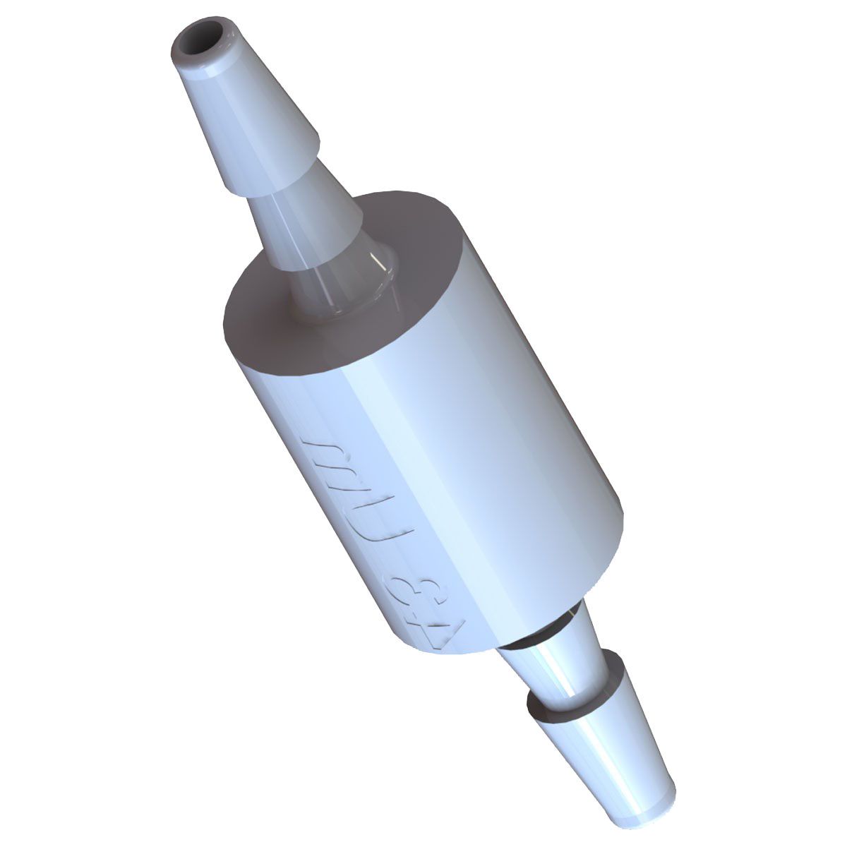 In-Line Miniature Disposable Filter - 43 Micron Dutch Weave Stainless Steel Screen - 1/16 (1.6mm) Barbed Ports - Polysulfone