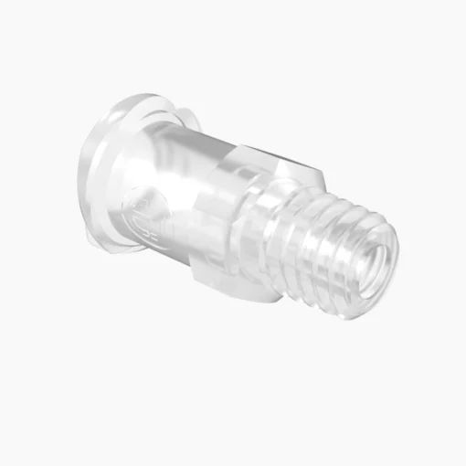 Female Luer to 10-32 Special Tapered in Non-Animal Derived Polypropylene Cleanroom Manufactured.