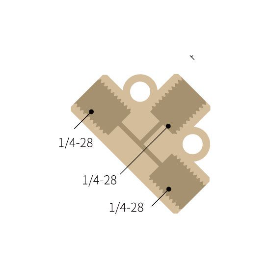 PEEK Female 3 * 1/4-28 UNF Thread T-Adapter - 0.8mm channel size