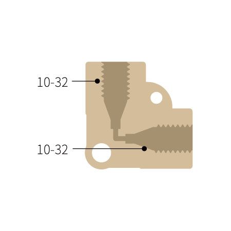 PEEK Female 2 * 10-32 UNF Thread L-Adapter - 0.8mm channel size