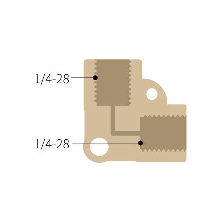 PEEK Female 2 * 1/4-28 UNF Thread L-Adapter - 0.8mm channel size