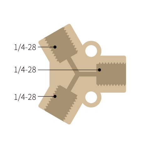 PEEK Female 3 * 1/4-28 UNF Thread Y-Adapter - 0.8mm channel size