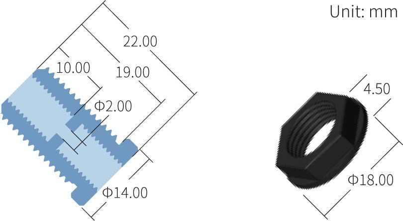 Bulkhead with female Thread 1/4-28UNF - 2-piece set, PP & PPS