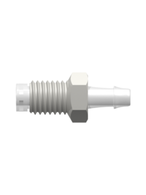 Threaded UNF Fitting 1/4-28 UNF Bottom Sealing Rotating Thread to Barb, 1/8
