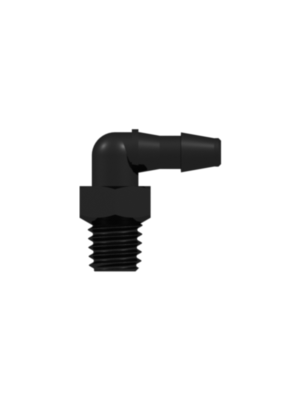 Threaded Fitting 10-32 Special Tapered Thread Elbow to Barb, 3/32