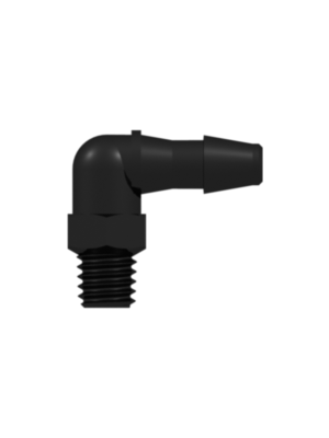 Threaded Fitting 10-32 Special Tapered Thread Elbow to Barb, 1/8