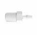 Adapter 1/4 BSPT Thread x 3/16 Barb in White Polypropylene